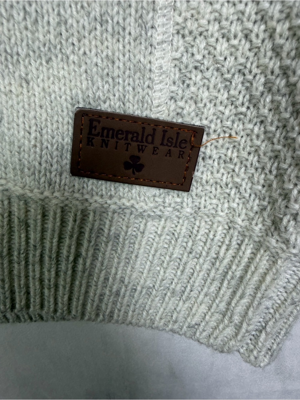 Emerald Isle Galway Mens 2XL Wool Blend Fisherman Sweater Gray Irish Grandpacore - Picture 4 of 12